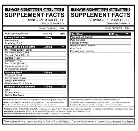 7 day lean cleanse - 84 caps Nutrition Facts