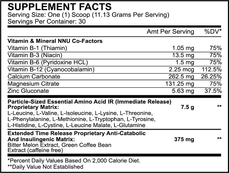 Amino100™ - 334g Nutrition Facts
