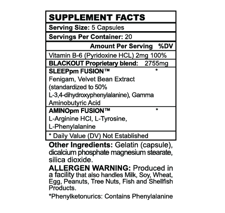 Blackout® - 100 caps Nutrition Facts