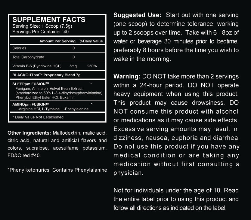 Blackout® - 280g Nutrition Facts
