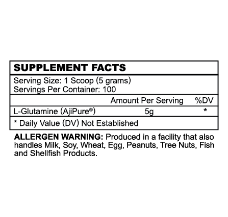 Glutamine - 500g Nutrition Facts