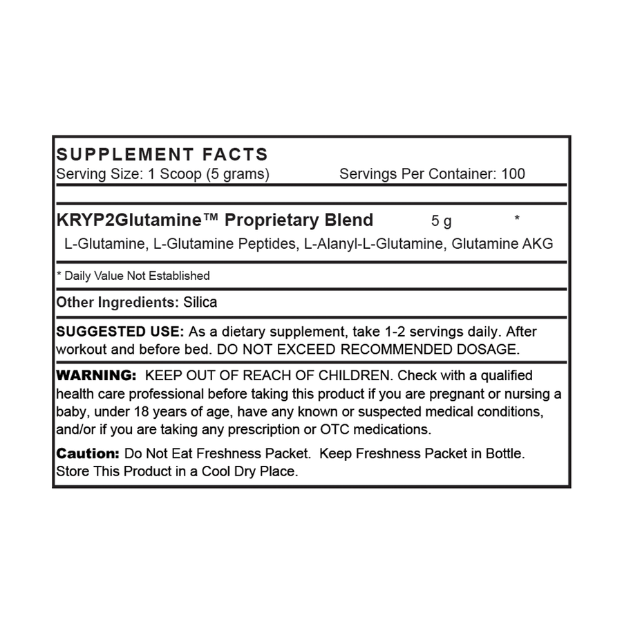 Kryp2Glutamine® - 500g Nutrition Facts
