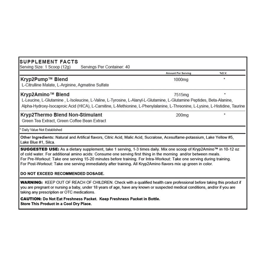 Kryp2Amino® - 420g Nutrition Facts