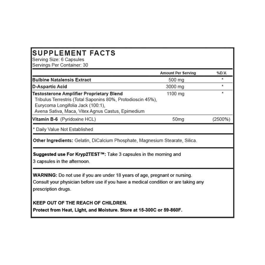 Kryp2Test® - 180 caps Nutrition Facts