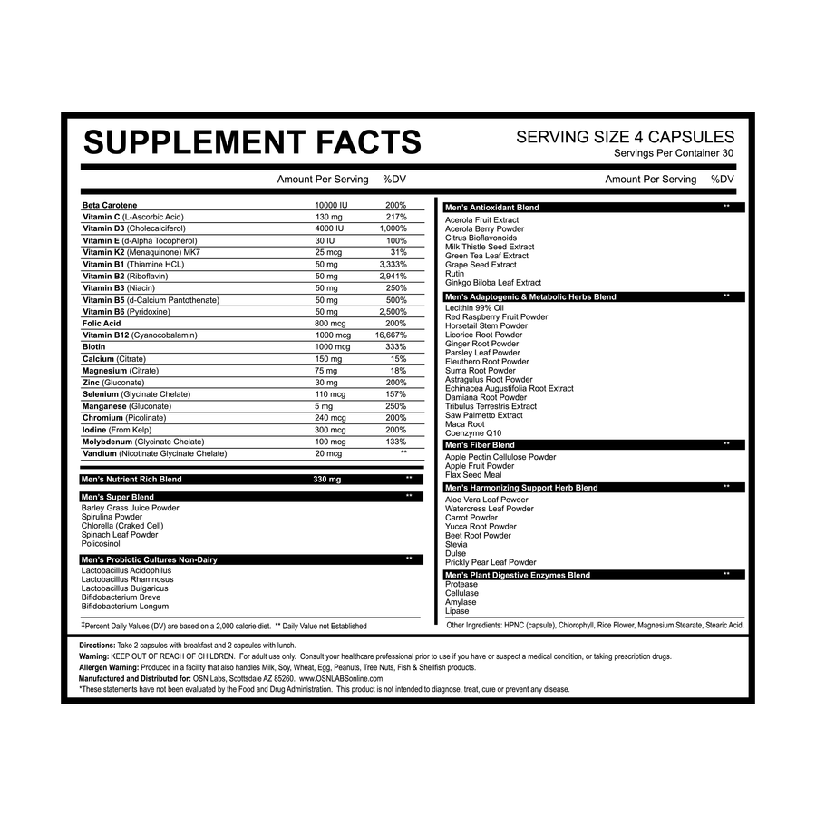 Men's Multi-Vitamin - 120 caps Nutrition Facts