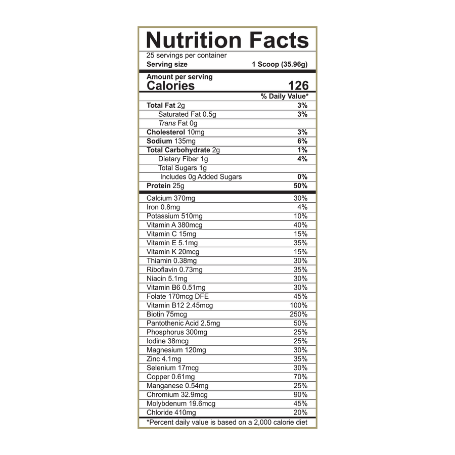 WPI100® chocolate protein powder made with Ghirardelli® - 2lbs Nutrition Facts